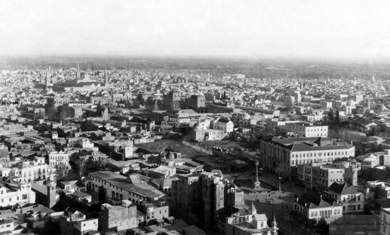 صورة جوية لدمشق عام ١٩٣٥، باتجاه جنوبي شرقي