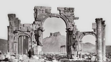 قوس النصر في مدينة تدمر الأثرية السورية بداية القرن العشرين