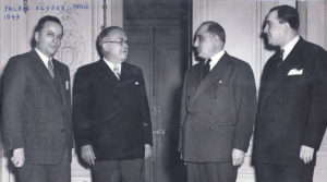 عدنان الأتاسي مع الرئيس الفرنسي أوريول في باريس عام 1949م
