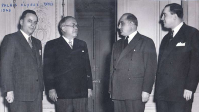 التاريخ السوري المعاصر - عدنان الأتاسي مع الرئيس الفرنسي أوريول في باريس عام 1949م