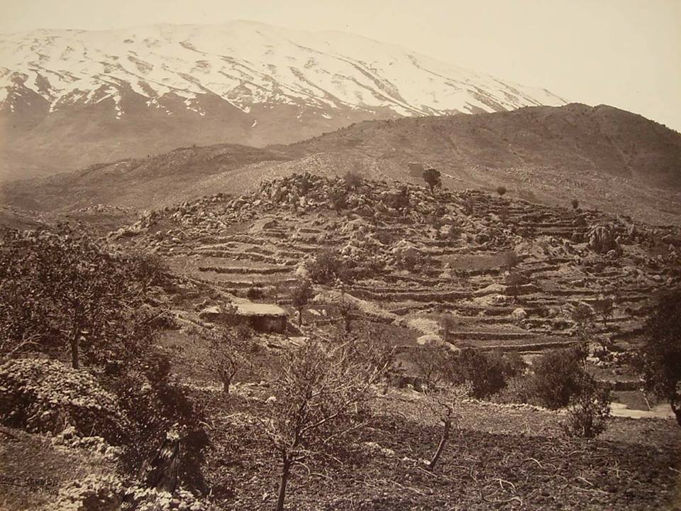التاريخ السوري المعاصر - منظر عام لجبل الشيخ من قرية راشيا اللبنانية 1862
