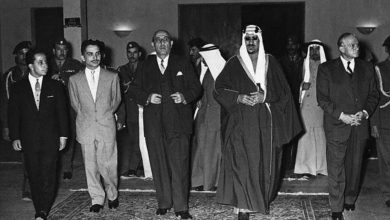 شكري القوتلي مع الملك سعود في بيروت 1956