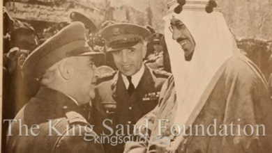 الأمير سعود مع فوزي سلو وأديب الشيشكلي في دمشق 1953