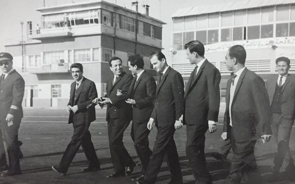 التاريخ السوري المعاصر - أعضاء من قيادة حزب البعث في مطار المزة 1965