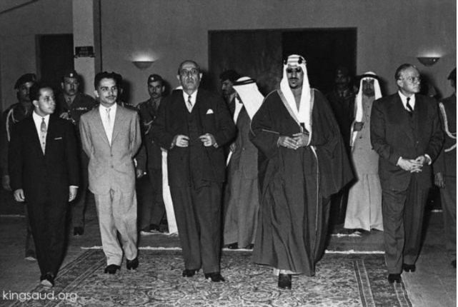 التاريخ السوري المعاصر - شكري القوتلي مع الملك سعود في بيروت 1956