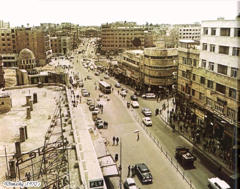 دمشق - شارع بورسعيد..وقبة الخانقاه اليونسيه اثناء الهدم..بالسبعينيات