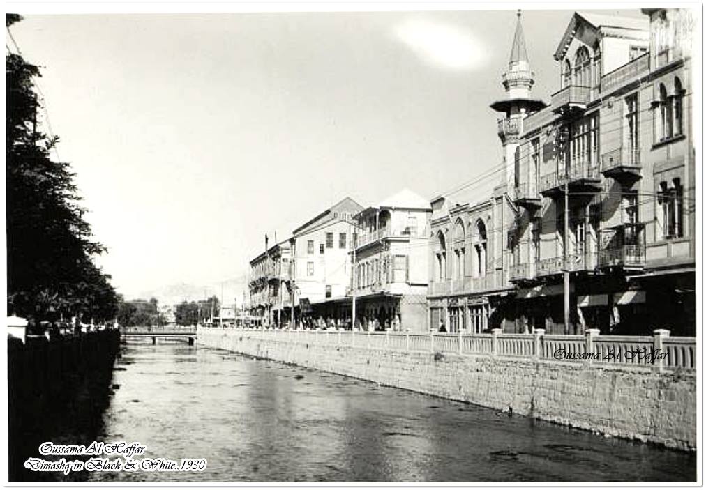 دمشق 1930 - جامع فضل الله البصروي وفندق فكتوريا