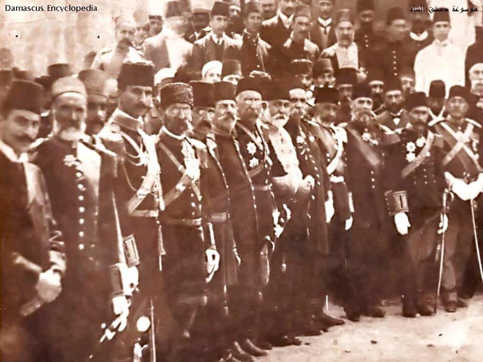 التاريخ السوري المعاصر - صورة تذكارية للاحتفال الرسمي بإقامة النصب التذكاري للاتصالات البرقية - دمشق 1907