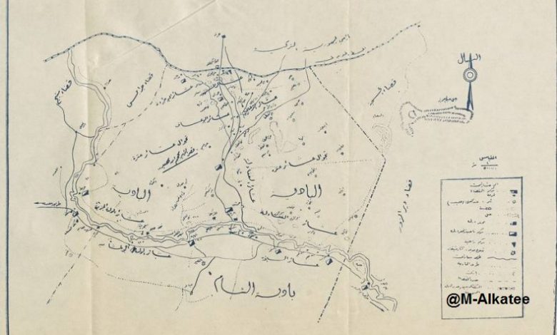 خريطة توضح الرقة ونواحيها وعشائرها في ثلاثينيات القرن العشرين