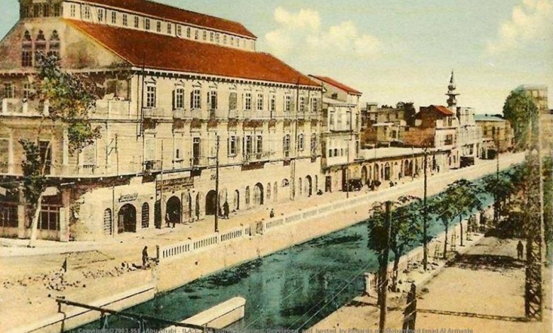 التاريخ السوري المعاصر - دمشق- جسر و فندق فيكتوريا منتصف عشرينيات القرن العشرين