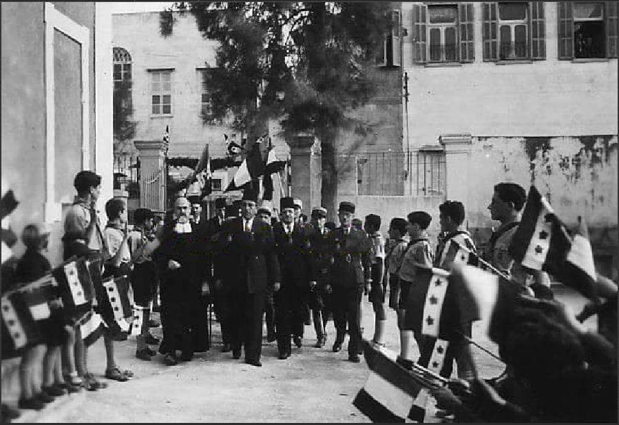 التاريخ السوري المعاصر - اللاذقية 1944- زيارة شكري القوتلي إلى مدرسة الفرير