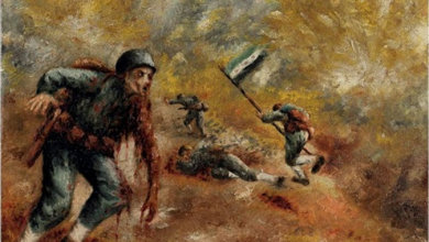 الجندي في المعركة - لوحة للفنان لؤي كيالي