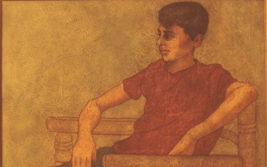 "فتى يجلس على الكرسي" لوحة للفنان لؤي كيالي