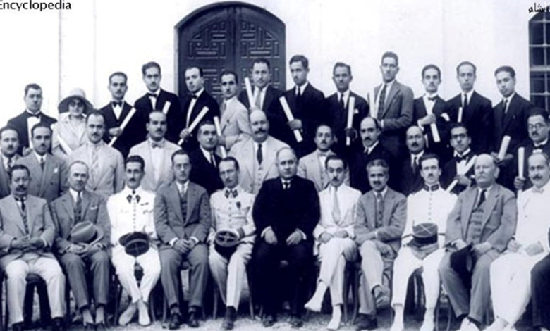 التاريخ السوري المعاصر - رضا سعيد مع خريجي جامعة دمشق 1930