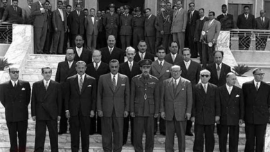 دمشق 1958- حسن جبارة مع جمال عبد الناصر عند مدخل قصر الضيافة