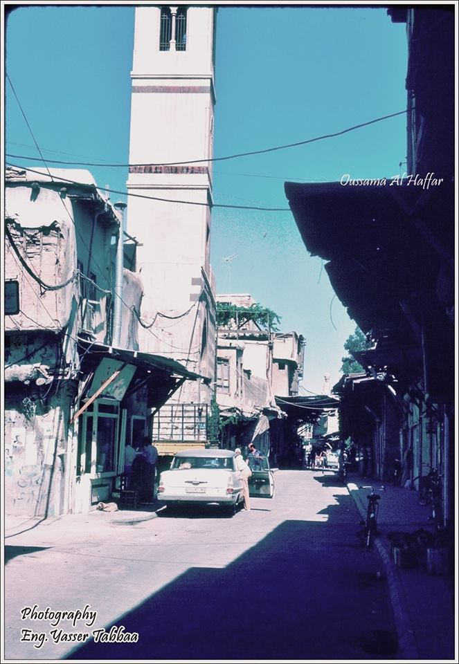 التاريخ السوري المعاصر - دمشق 1983- سوق ساروجة ومئذنة مسجد الورد