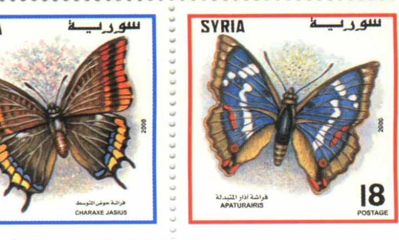 طوابع سورية عام 2000 - الفراشات