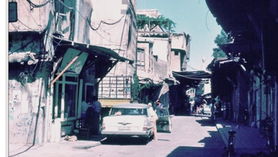 دمشق 1983- سوق ساروجة ومئذنة مسجد الورد