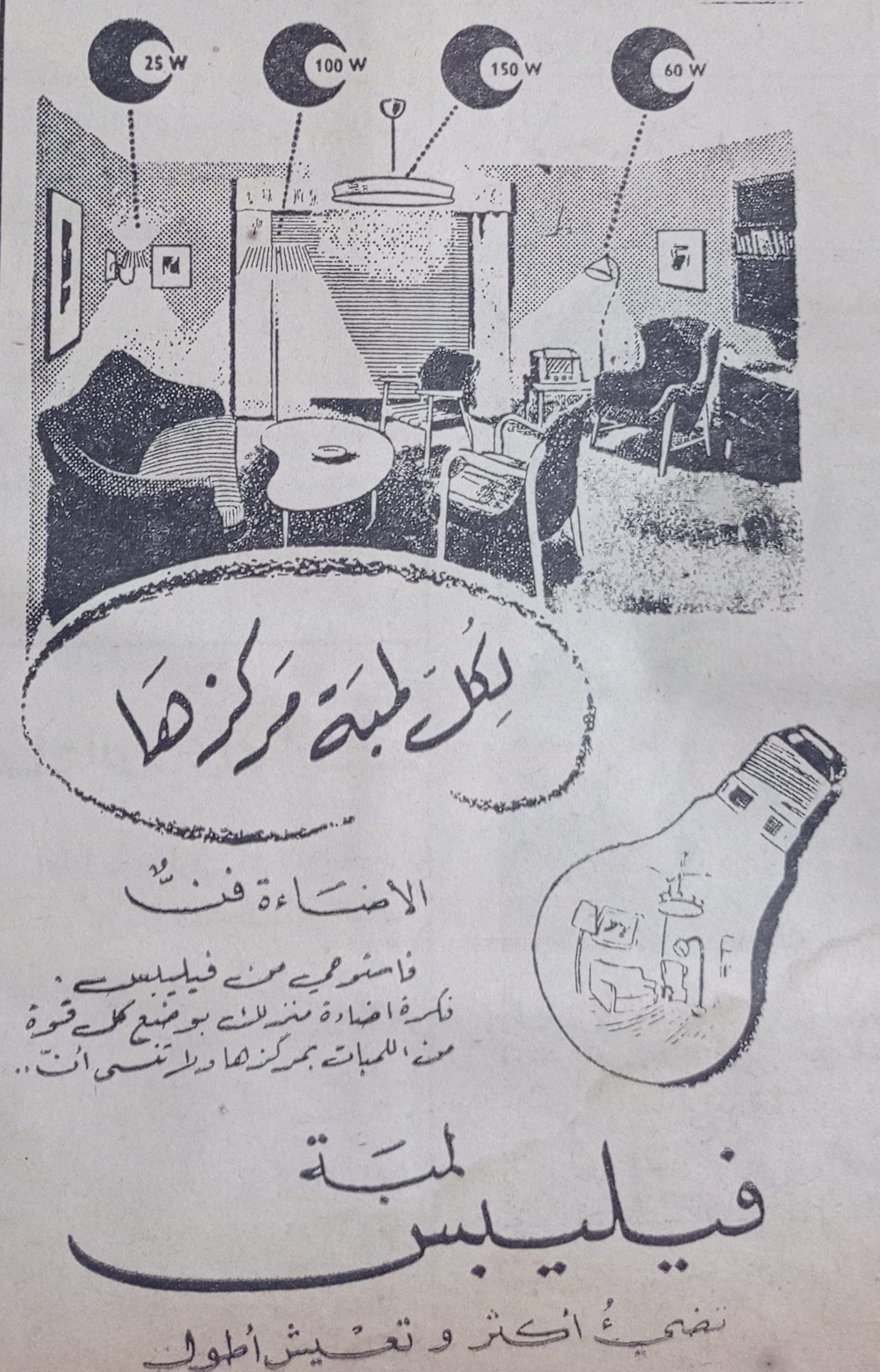 التاريخ السوري المعاصر - إعلان لمبات فيليبس في سورية 1956