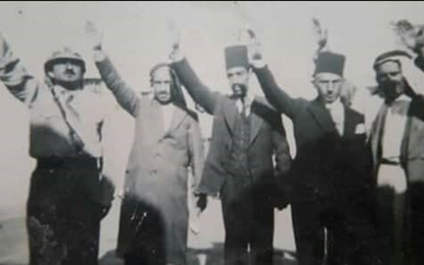 التاريخ السوري المعاصر - الرقة 1936 - قائد القمصان الحديدية ونجيب الريس وثلة من آل العجيلي