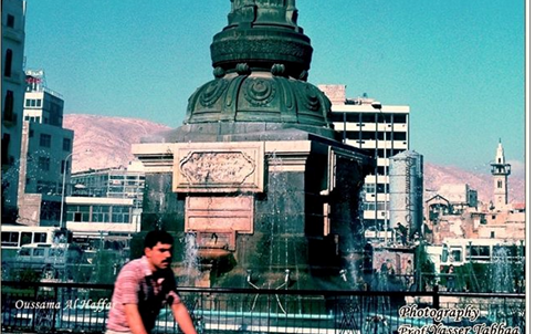 دمشق 1983 - ساحة المرجة ومئذنة مسجد الورد