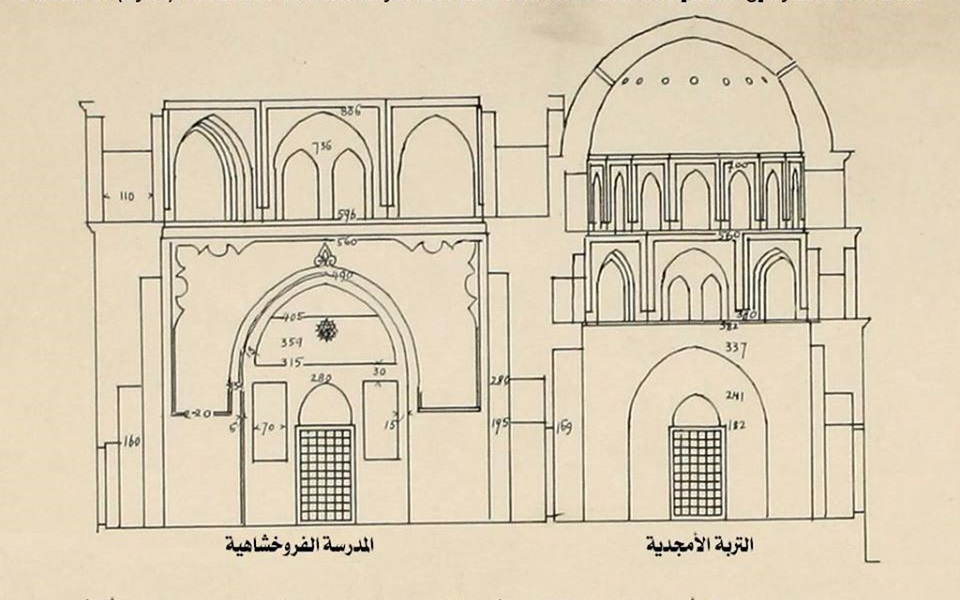 دمشق –  مخطط توضيحي للمدرسة الفروخشاهية والتربة الأمجدية (11)