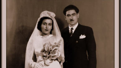 التاريخ السوري المعاصر - الأديب سلامة عبيد وزوجته أمون قائد بيه عام 1945
