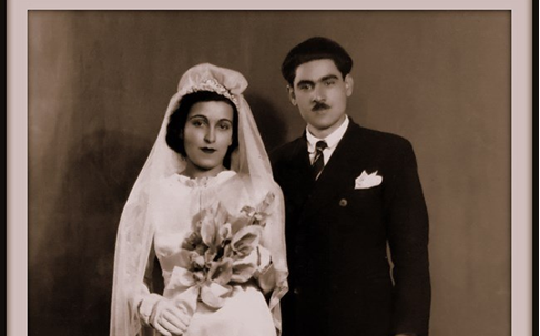 الأديب سلامة عبيد وزوجته أمون قائد بيه عام 1945