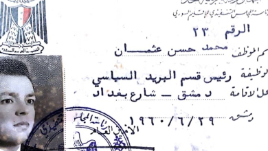 بطاقة محمد حسن عثمان أثناء عمله في المجلس التنفيذي 1960