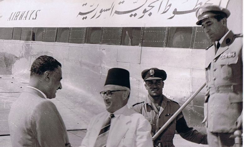 التاريخ السوري المعاصر - جمال عبد الناصر يستقبل سعيد الغزي في القاهرة 1954 (1)