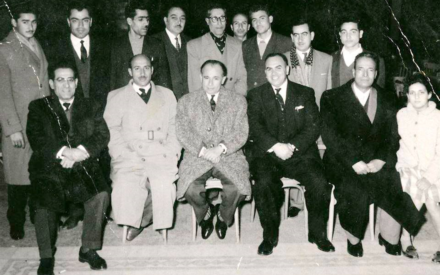 مصطفى رام حمداني محافظ حمص والشاعر عبد المعين الملوحي عام 1960