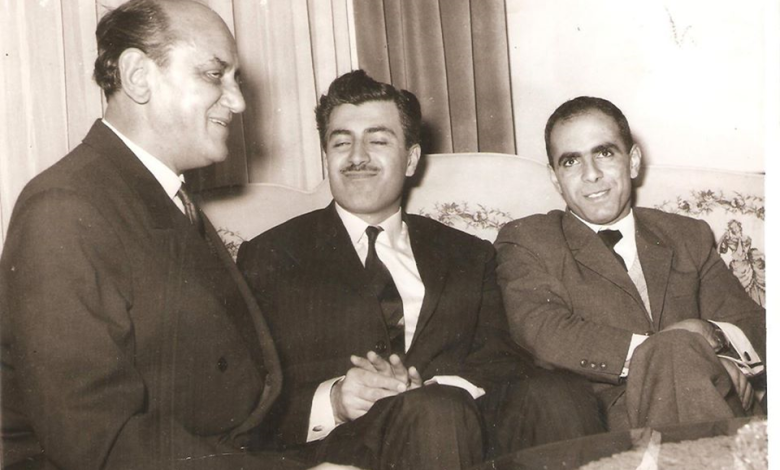 التاريخ السوري المعاصر - مروان حبش وإبراهيم ماخوس مع سفير يوغوسلافيا في سورية عام 1966