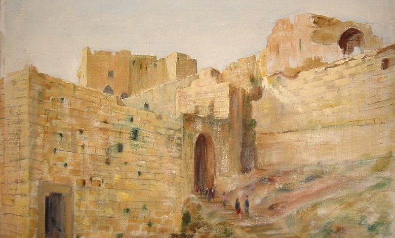 “قلعة الحصن” لوحة للفنان  ميشيل كرشة (6)