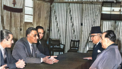 التاريخ السوري المعاصر - الرئيسان جمال عبد الناصر وفؤاد شهاب في خيمة عند الحدود اللبنانية-السورية عام 1959