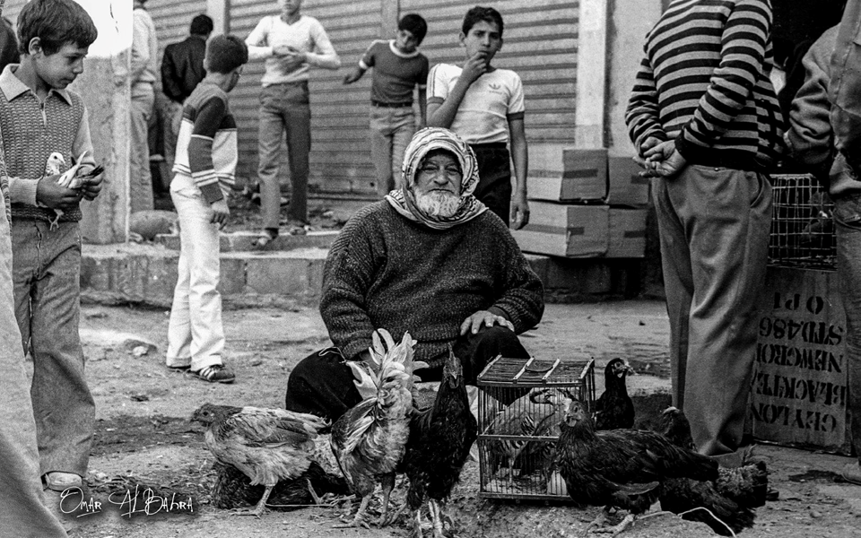 بائع دجاج في مدينة دمشق عام 1982