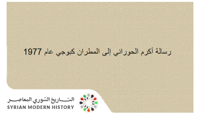 التاريخ السوري المعاصر - رسالة أكرم الحوراني إلى المطران كبوجي عام 1977