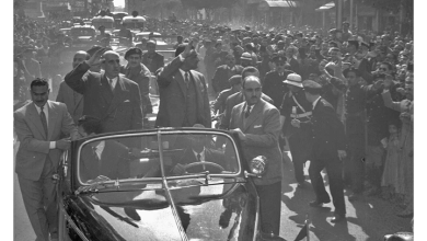 القاهرة 1958 - جمال عبد الناصر و شكري القوتلي عند توقيع ميثاق الوحدة (3) 