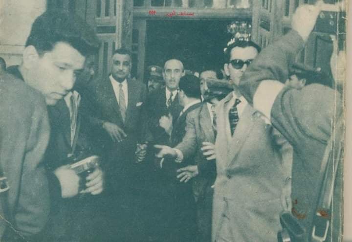التاريخ السوري المعاصر - شكري القوتلي وجمال عبد الناصر عند باب المسجد الأموي عام 1958