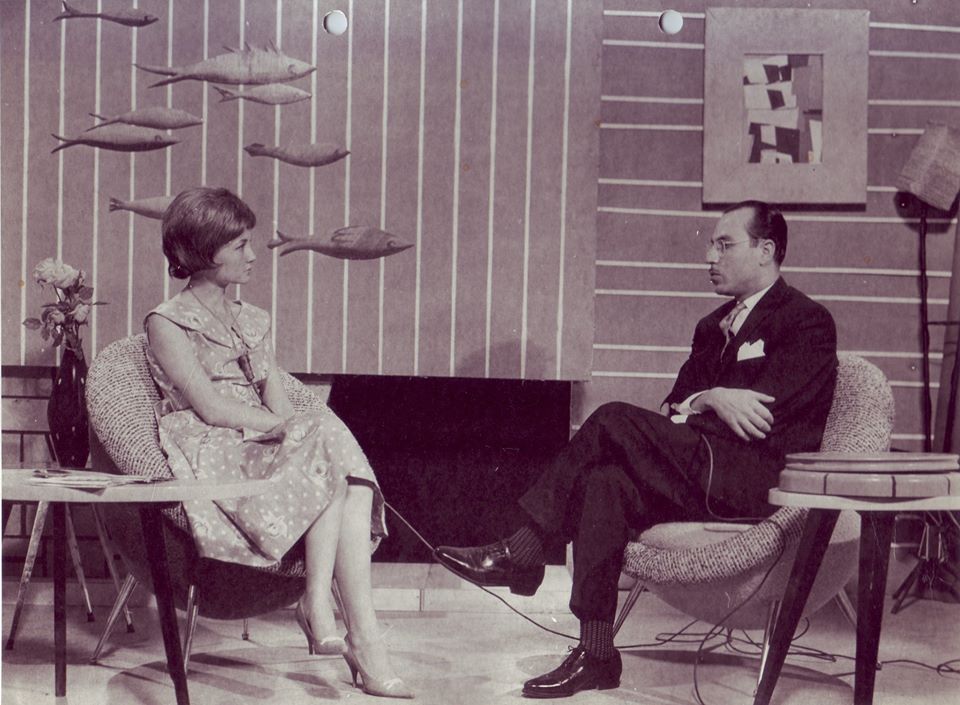 التاريخ السوري المعاصر - الفنان سعيد النابلسي في لقاء تلفزيوني مع نادية الغزي عام 1960
