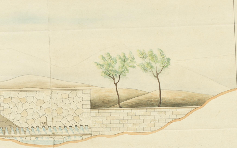 من الأرشيف العثماني 1904- رسم معماري لسبيل عين البيضا في حلب