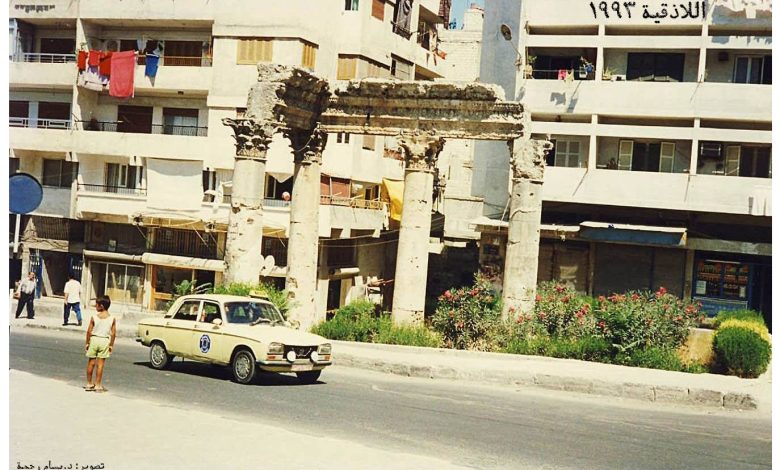 اللاذقية 1993 - حي الأشرفية .. بقايا معبد باخوس ..
