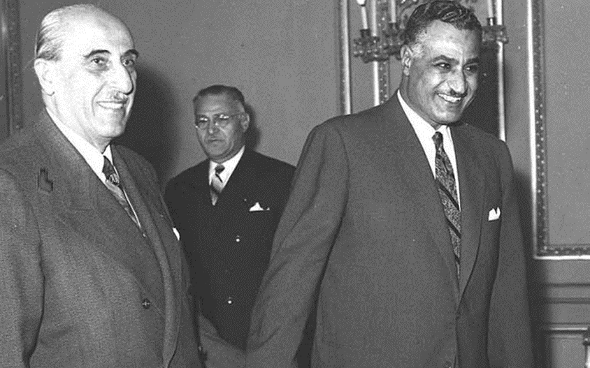 جمال عبد الناصر يستقبل شكري القوتلي بالقاهرة عام 1959 
