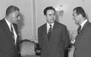 صلاح جديد وعبد الناصر ونور الدين الأتاسي في حفل تكريم الوفد السوري بالقاهرة 1968 (4)