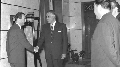 صلاح جديد وجمال عبد الناصر في حفل عشاء الوفد السوري بالقاهرة 1968 (2)