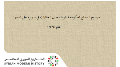 التاريخ السوري المعاصر - مرسوم السماح لحكومة قطر بتسجيل عقاراتها في سورية على اسمها عام 1976