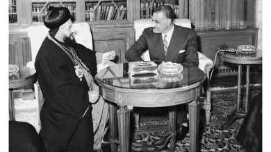 التاريخ السوري المعاصر - جمال عبد الناصر يستقبل بطريرك السريان الأرثوذكس عام 1959(7)