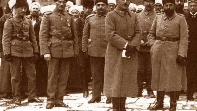 مصطفى كمال -أتاتورك، أنور باشا، جمال باشا، وخلفهم علماء دمشق عام 1917م