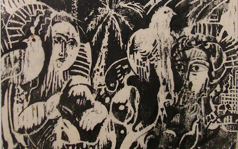 لوحة من وحي تدمر - من أعمال الحفر للفنان أحمد مادون (34)