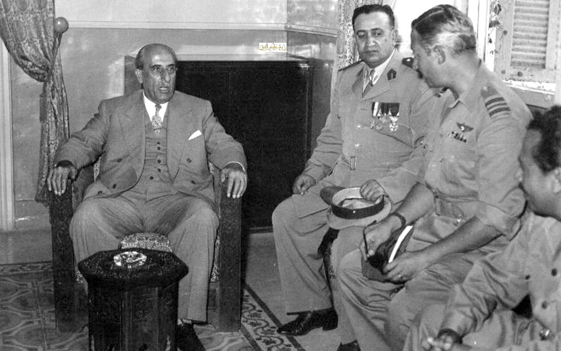 شكري القوتلي يستقبل رئيس هدنة فلسطين بدمشق عام 1956