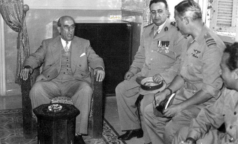 شكري القوتلي يستقبل رئيس هدنة فلسطين بدمشق عام 1956
